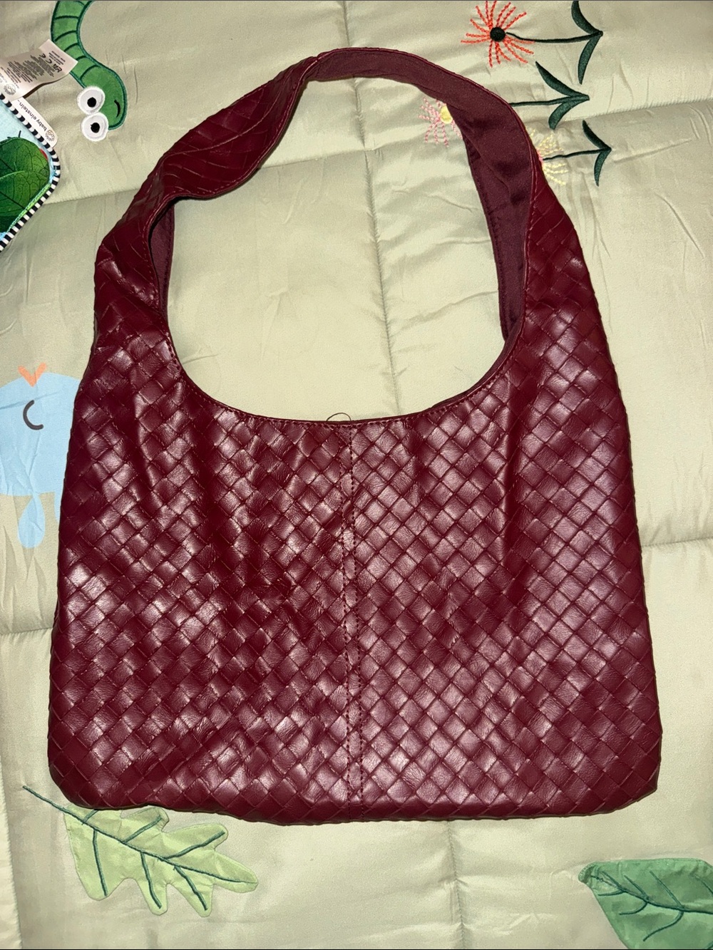 Cotton On Woven Shoulder Bag in Burgundy — Women Bags